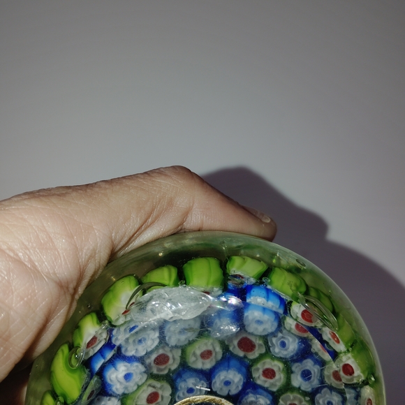 Murano Blue and Green Floral Glass Sphere - Picture 3 of 3